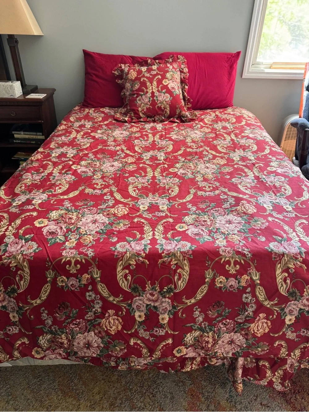 Ralph Lauren Danielle Maesellis twin bed set French country‎ roses red EUC